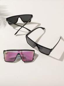 3 piezas Gafas de moda con marco cuadrado, aptas para ciclismo, conducción y estilo punk