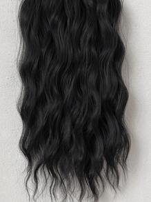 7pcs/Set Black 22 Inch Long Natural Wave Clip-In Hair Extensions, Heat Resistant Synthetic Hair Extensions For Women, Suitable For Party And Daily Wear - Black - View 7