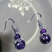 Zhenwei xina 1 Pair Of Summer Limited Edition Women's Natural Amethyst Purple Allure Faceted & Smooth Dangle Earrings - Perfect For Moms And Best Friends, Ideal Party Gift