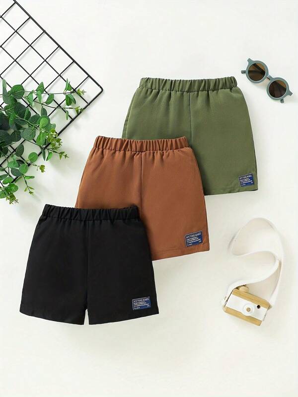 3 قطع أطقم صيفية للأولاد الرضع أحادية اللون