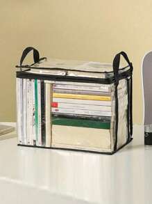 1 pièce Boîte de rangement transparente pour livres, boîte de rangement pour livres pliable, rangement pour salle de classe, boîte de rangement pour livres, boîte de finition domestique transparente, boîte de rangement pour livres
