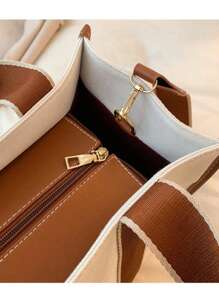 Customized Embroidered Fashion Canvas Large Capacity Handbag, Personalized Women's Commuter Shoulder Messenger Bag, Two-Way Usage, Customizable Letter Gift For Self-Use - Multicolor - View 6