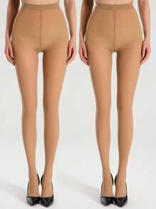 1 Pc Women's Solid Color Thin Transparent Skinny Leggings, Fashionable Sexy High Stretch Pantyhose Tights, Classic & Versatile - Multicolor - View 18