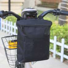 1pc Black Electric Vehicle Hanging Bag, Front Zipper Handlebar Front Bag, Large Capacity Three-Dimensional Storage Bag, Motorcycle Hanging Bag Storage Bag
