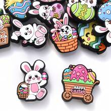 5pcs Easter Eggs Silicone Beads, DIY Jewelry Making Accessory, Cartoon Rabbit Pen, Keychain Spherical Silicone Beaded Charm