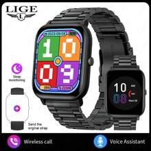 LIGE Sunkta 新款时尚男士智能手表 1.85 英寸屏幕 天气预报 通话记录 无线通话 语音助手 运动记录 消息推送 音乐控制 DIY 表盘 久坐提醒手表 200mAh - 黑色 - 查看 17