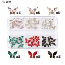 30 piezas Encantos de uñas de lujo de aleación 3D con forma de corazón, pedrería de 6 colores, piedras preciosas doradas para decoración de arte de uñas, accesorios para mujeres