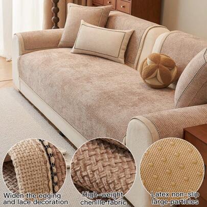1 Piece High-Density Chenille Anti-Slip Sofa Protector Pad, All-Season Cushion Cover Blanket, Warm Backrest Towel, Armrest Towel, Pet Pad, Suitable For Bedroom/Office/Living Room, 1/2/3/4 Seater Sofa Gifts Birthday Graduation Sofa Cover Couch Cover Sofa Covers Room Decor Living Room Decor
