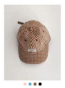1pc Soft Top Retro Plaid Visor Hat, Women Large Brim Sun Protection Five Panels Cap, Streetwear Flat-Brim Casual Hip-Hop Baseball Cap, Suitable For Spring/Summer, Unisex