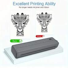 Draagbare A4 thermische inktloze draadloze printer voor thuis en onderweg - lichtgewicht, flexibel en intelligent, geleverd met 50 vellen papier