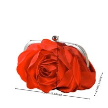 新款中国风复古宴会包花卉手提包女士温柔旗袍纯色玫瑰斜挎包 - 酒紅色 - 查看 2