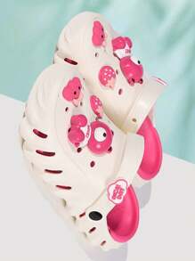 女士 EVA 卡通轻便防滑一脚蹬两穿设计平底休闲透气凉鞋 适合春夏季 - 玫紅色 - 查看 3