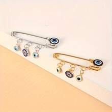 Elegante Broche de Alfinete de Olho Grego Azul, Clipe de Lenço Feminino, Joia