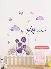 1pc Large 30cm*120cm Watercolor Rainbow Wall Sticker, Reusable Colorful Peel And Stick Fabric Wallpaper For Nursery, Kids Bedroom, Living Room, Game Room Decor Gifts Birthday Graduation Home Decor Back To School School Supplies - Multicolor - View 10