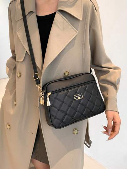 حقيبة كتف نسائية كبيرة بشكل مربع متعددة الاستخدامات مع حمالة الكتف، حقيبة حريمي بجزالة الماس ونمط لفت الأنظار