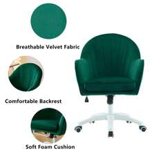 Cute Velvet Office Desk Chair For Home Office Computer Chairs Adjustable Task Chairs Modern Vanity Chair 360 Swivel Rolling Bedroom Chair With Arms For Girls Green
