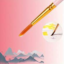 12 支油画笔，美术用品画笔，木柄尼龙毛，适用于丙烯画、油画、水彩画、线条画和脸部彩绘，返校，学校用品 - 彩色 - 查看 5