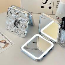 LED Makeup Mirror, Portable Mini LED Makeup Mirror, USB Rechargeable Desktop LED Lamp Travel Makeup Mirror, Foldable Mirror, Suitable For Dorm, Travel, Makeup, Office, Bedroom, Etc. 1 Lighting Mode - White, Natural, Warm Light, Adjustable Brightness, USB Rechargeable Portable Foldable Vanity Mirror, Ideal Gift For Women - Multicolor - View 4