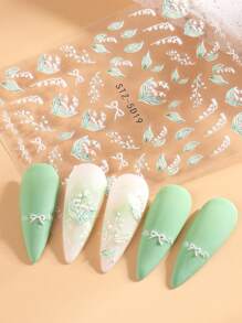 FULL BEAUTY 5D Zwart Wit Bloem Blad Nail Art Stickers 5D Geëmbosseerde Zelfklevende Acryl Decals, Kant Vlinder 3D Bloemen Bloeiende Lente Nail Art Decals DIY Zelfklevende Nail Art Decoraties Manicure