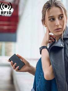 Rfid Bank Credit Card Holder Men Wallets Metal Wallet For Men Cardholder Case Minimalist Metal Case RFID Blocking Cardholder Aluminium Alloy Black Wallets Male Card Case Business Casual Fashion Wallets, Gift For Father, Friend, Boyfriend, Father's Day, Valentine's Day, Birthday - Multicolor - View 8