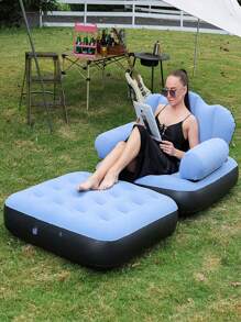 1 Stück aufblasbares Sofa, aufblasbarer Campingstuhl, aufblasbares lässiges Sofa, aufblasbarer Stuhl, faltbarer tragbarer aufblasbarer Liegesessel, für Wohnzimmer, Schlafzimmer, Arbeitszimmer, Balkon, Outdoor-Camping, einfach zu verstauen und zu transportieren, Lässig & Unterhaltung, Studentenwohnheim, kann als Matratze verwendet werden