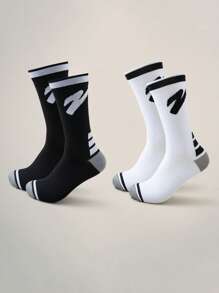 1/2/3 双男女通用高性能透气闪电图案运动压缩袜，适合骑行、山地骑行、室内和户外运动 - 彩色 - 查看 7