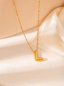 1 pièce Collier pendentif à lettre initiale de ballon à bulles en acier inoxydable plaqué or épais pour femmes et hommes, bijoux de mode personnalisés
