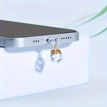 1 pieza Elegante colgante para el teléfono en forma de corona dorada con cristal - Una decoración cuadrada elegante compatible con Apple y Android, resistente a la suciedad y a los golpes, protección de teléfono inteligente y a la moda