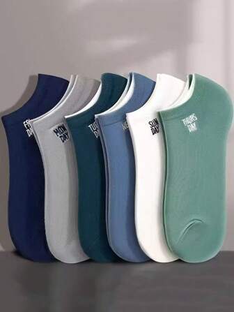 6 件套 新款春夏 7 天男士短袜，低帮浅口透气防臭运动袜，简约纯色情侣袜