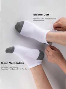 1/5/6/10 Pairs Women's Odor-Resistant Short Socks, Breathable Sweat-Wicking Athletic Ankle Socks, All Season - Multicolor - View 3