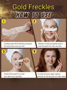 6 Sheets Gold Freckles Temporary Face Tattoos, Glitter Freckles, Sparkle Freckles, Waterproof Gold Face Makeup Freckle Tattoo, Holiday Party For Women Girls