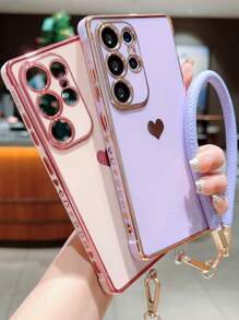 粉色爱心图案TPU电镀亮面防震手机壳，单件装，配有同色挂绳，摄像头凸起保护，兼容 11/11 Pro/11 Pro Max、12/12 Pro/12 Pro Max、13/13 Pro/13 Pro Max、14/14 Pro/14 Pro Max、15/15 Pro/15 Plus/15 Pro Max、16/16 Plus/16 Pro/16 Pro Max、16E、17/17 Pro/17 Pro Max、7/8/7 Plus/8 Plus、X/XS/XS Max/XR、Galaxy S21 Ultra/S22 Ultra/S23 Ultra/S24 Ultra/S25 Ultra，春季生日派对礼物 - 粉色 - 查看 7