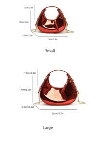 Sac à main miniature boîte de lune brillante, sac à bandoulière/sac banane à la mode holographique en forme de croissant de lune rouge, étui à rouge à lèvres, pochette pour écouteurs, porte-monnaie, pour le bureau et les déplacements au printemps/été