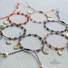 1pc Handmade Boho-Style Jesus Copper Tag EPE Foam Rope Bracelet, Ascension Day Gift, Perfect Jewelry For Men & Women