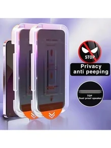 Yezodawee 2 piezas Protector de pantalla de privacidad con kit de instalación automática compatible con 12/12 Pro/12 Pro Max/11, protector de pantalla de teléfono 11 Pro/11 Pro Max/X/XR/XS/XS Max, Cubierta 15 Plus/15 Pro Max/15 Pro/15/14 Pro Max/14/14 Plus/14 Pro/13/13 Pro/13 Pro Max, vidrio templado de 9H, protector de pantalla de privacidad, antiralladuras, antihuellas, compatible con carcasas, compatible con la isla dinámica, protección completa de la pantalla