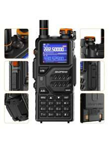 1pc BAOFENG K5PLUS 10W Tri Band Ham Radio Long Range Handheld High Power NOAA Weather Receiver Two Way Walkie Talkies With Copy Frequency,USB C Charger,2500mAh Battery,Airband,999CH