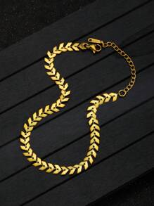 1pc Minimalist Fashionable Leaf Shped Chain Anklet For Kids Sor Summer Beach Vacation Accessory Jewelry For Everyday Wear