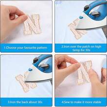 26 PEÇAS Remendos de Letras Adesivas Termofusíveis A-Z, Usados para DIY em Roupas, Tecidos, Sapatos, Bolsas, Acessórios de Vestuário com Letras (Rosa)