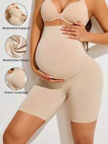 Pantalones cortos de maternidad con cintura alta y panel de barriga expandible para soporte abdominal