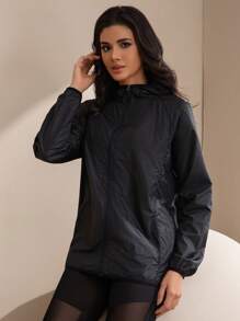 Women's Outdoor Casual Windbreaker, Waterproof Super Lightweight Solid Color Jacket, Thin Long Sleeve Riding Top