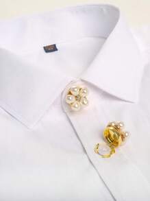 غطاء أزرار مزيف من اللؤلؤ الأنيق 2 قطعة/مجموعة، غطاء أزرار قميص، أزرار قابلة للتثبيت، أغطية أزرار كريستالية عصرية، مناسبة لتزيين البدلات والفساتين الزفاف