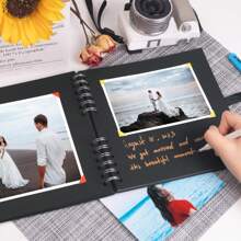 Sammelalbum-Album mit verschiedenem Zubehör, Schwarz- und Weißkarton-Fotoalbum, Schleifenversiegelung, DIY-Graffiti-Notizbuch, geeignet als Geschenk für Abschluss, Jahrestag, Hochzeit, Weihnachten, Halloween, Schulanfang, Schulmaterial