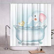 1PC Gelukkig Moederdag Thema Douchegordijn, Dagelijkse Leuke Stijl Douchegordijnset, Waterdichte Doek Douchegordijn, Cartoon Olifant Patroon Bedrukt Badkamer Gordijn Decoratie (Multi-Kleur, 180cm X 180cm)