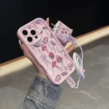 1pc Girly Pink Mushroom Pattern Charging Case With Protective Cover, Shock-Proof Phone Case Compatible With IPhone 16 Pro Max, 14/13, 12, 11 Pro Max, XS Max, X, XR, 8, 7 Plus, Mini, Suitable As A Birthday Gift, For Girlfriend, Boyfriend Or Personal Use