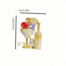 Creative High-End Cocktail Glass Brooch, Fashion Multicolor Rhinestone Jewelry Accessory For Women