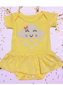 Baby Bodysuit Skirt M Baby Clothes Girl Cotton - 黃色 - 查看 1