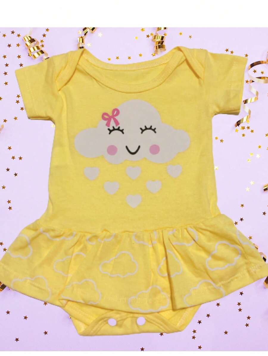 Baby Bodysuit Skirt M Baby Clothes Girl Cotton - 黃色 - 查看 1