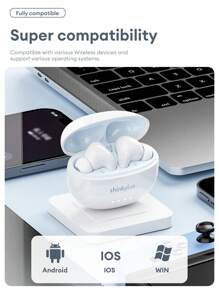 Lenovo 联想 LP5PRO 蓝牙耳机和保护壳组合套装，半入耳式，立体声，高清语音通话带麦克风，音乐，游戏，运动，低延迟，超长电池寿命，硅胶耳塞，被动降噪，无线耳塞 - 黑色+鯊魚保護套 - 查看 9