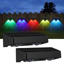 Outdoor Solar Garden Lights - 2-Pack Waterproof, Multi-Color (RGB Fade & Flash) Night Lighting For Gardens, Pathways, Patios, Decks, Stairs, & Fences - Black - View 1