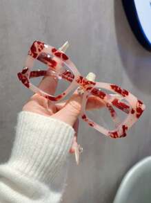 1 Peça Óculos de Armação Quadrada Grande na Moda, Óculos Personalizados Retrô com Floral, Adequado para Uso em Computador, Telefone, Uso Diário e Decoração de Fotografia